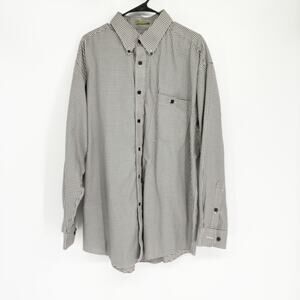 Orvis Men’s Black and White Gingham Button Down Shirt 100% Cotton Size XL